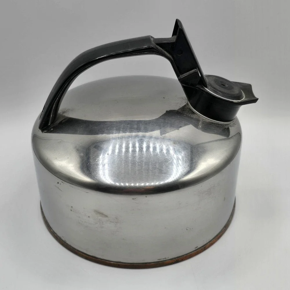 Vtg - Regal Ware Stainless Steel Copper Bottom Whistling Tea Pot